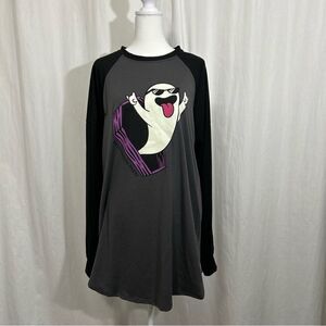 Lularoe Halloween Party Ghost Coffin Long Sleeve Black Grey Shirt Women’s Large